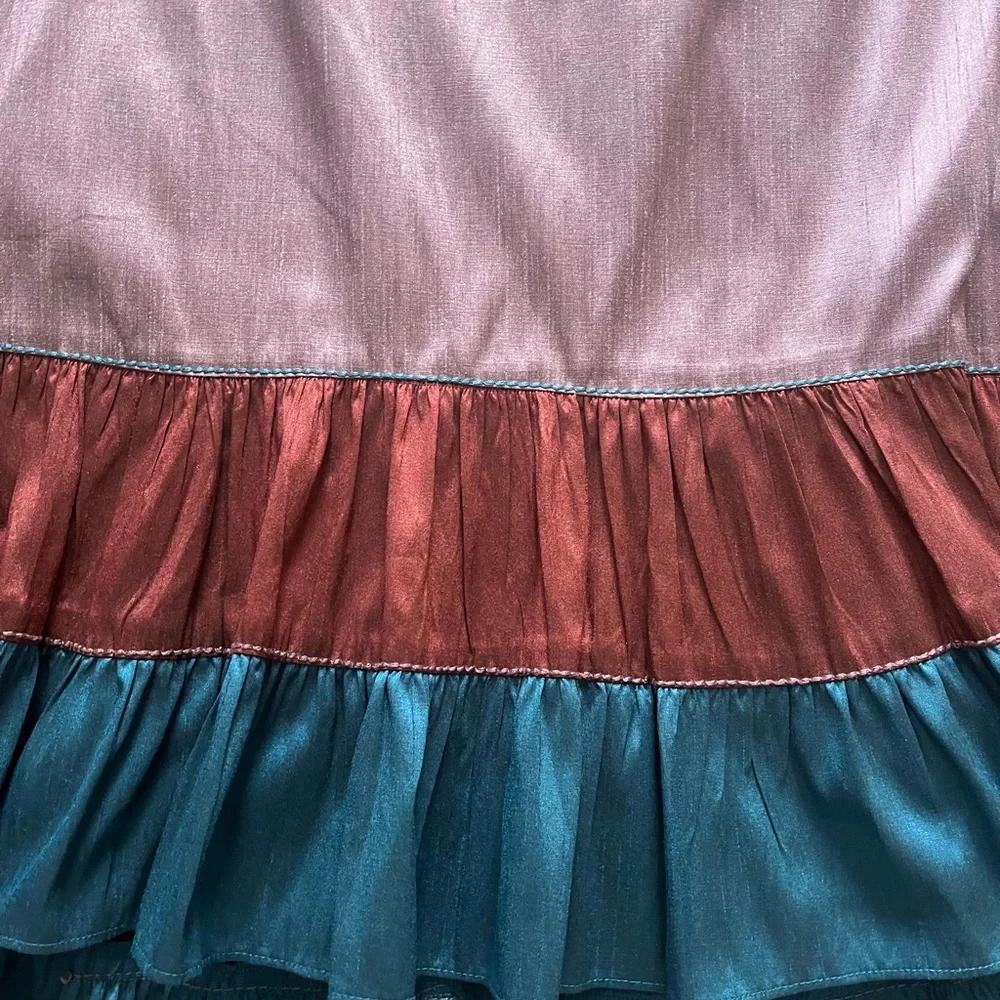 Anthropologie Sachin + Babi Purple A-Line Skirt with Blue and Burgundy Layers - Picture 5 of 5